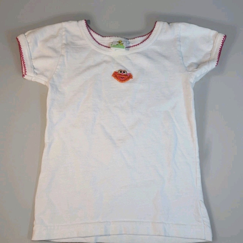 Vintage 90's Embroidered Elmo Sesame Street Toddler Girls Tee Shirt Sz 3